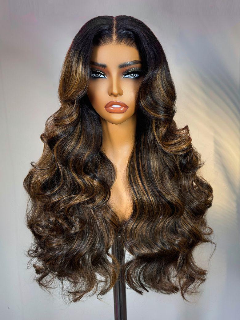 7x5 ByeBye Knots™ Wig Glueless Lace Balayage Highlight Body Wave Wig No Burden