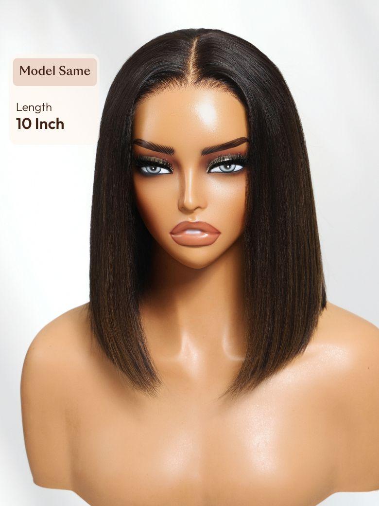 UNice Bye-Bye Knots™ 7x5 Pre-cut Lace Natural Black with Caramel Brown Highlight Yaki Straight Bob Wig