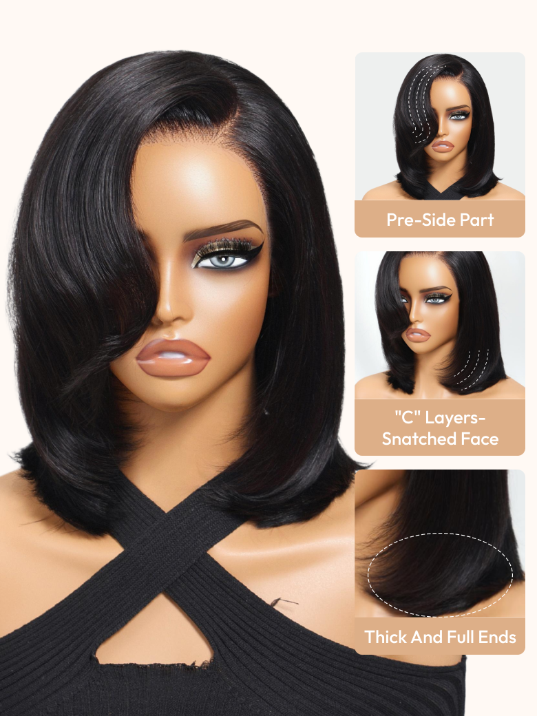 UNice Bye-Bye Knots™ 7x5 Lace Side Part Layered Wig With Side-Swept Bangs with Invisible drawstring