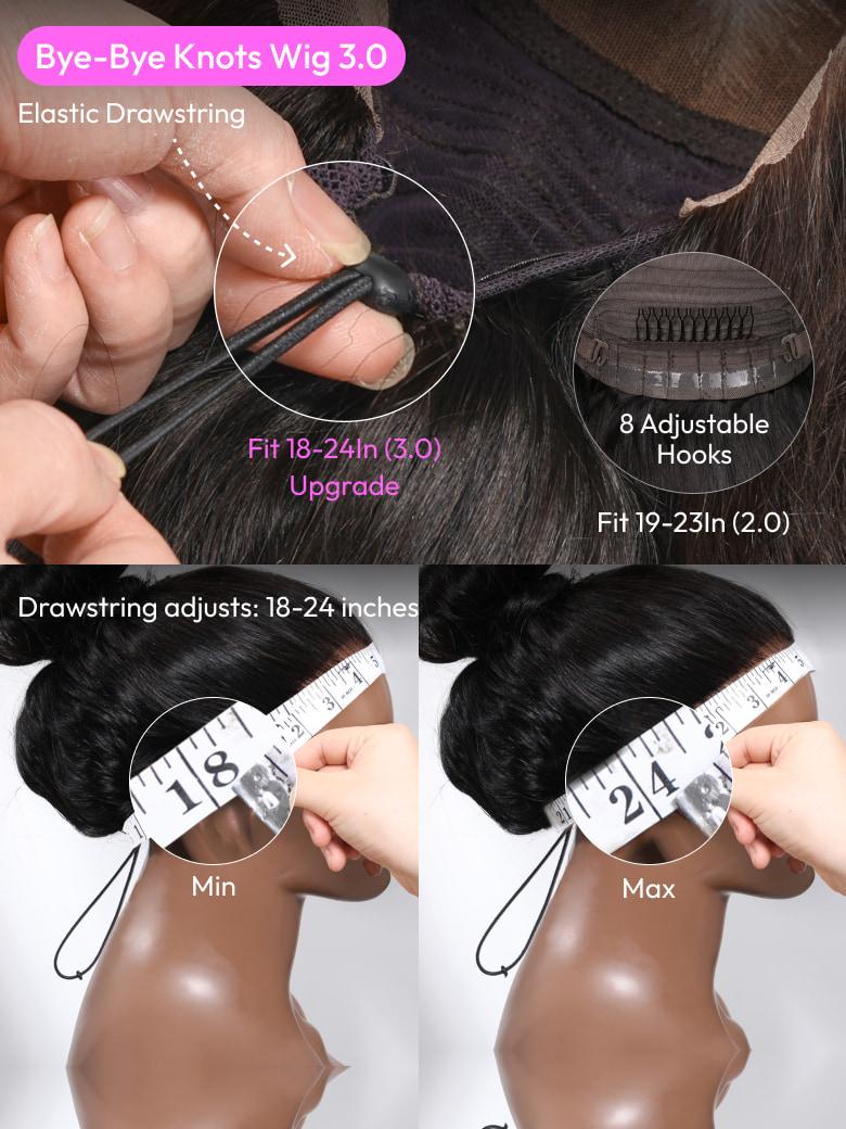 UNice 7x5 Bye-Bye Knots™ Wig Water Wave Invisible Knots With Invisi Drawstring With Baby Hair