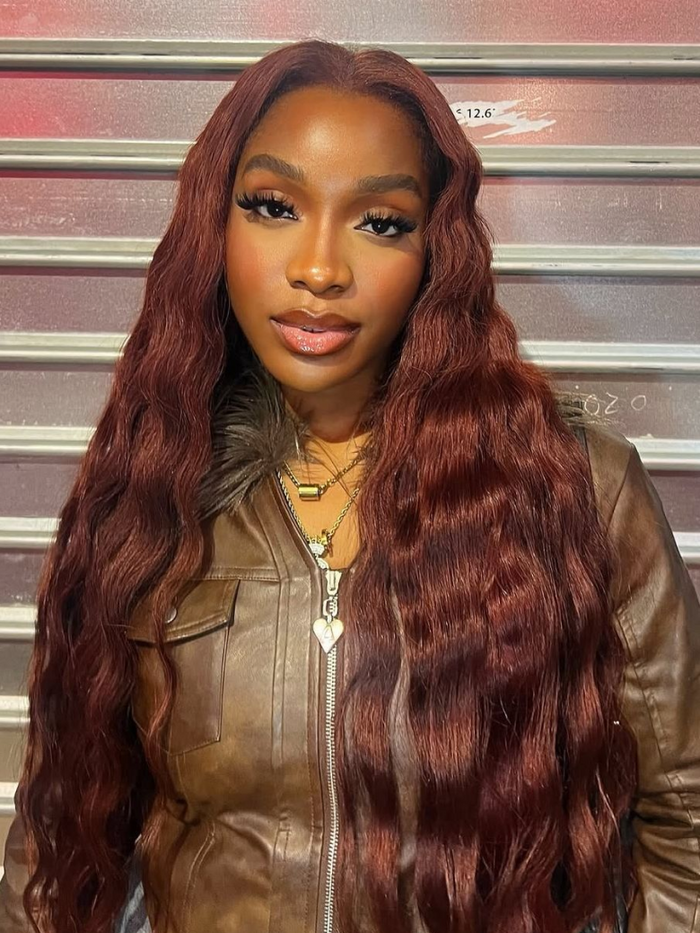 [20"=$94] Bye Bye Knots Wig 7x5 Glueless Lace Reddish Brown Yaki Wig With Pre-plucked Hairline Bouncy 150% Density