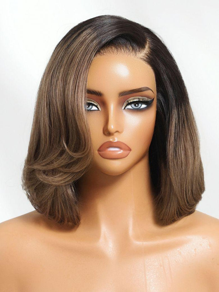 UNice Bye-Bye Knots™ 7x5 Lace Black to Milk Tea Brown Side Part Bob Wig with Invisi Drawstring