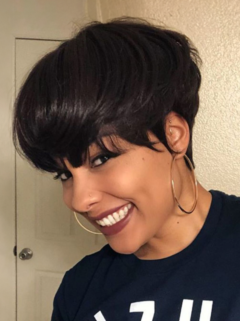 7x5 Byebye Knots Lace Black Cherry Layered Straight Hair Wig 150% Density