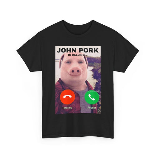 John Pork Funny Answer Call Phone T-Shirt, Brainrot T-Shirt