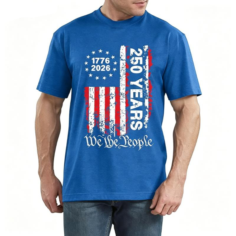 250th Anniversary USA Shirts for Men American Flag T-Shirt 4th of July Shirt 250 Years Birthday Patriotic Tops